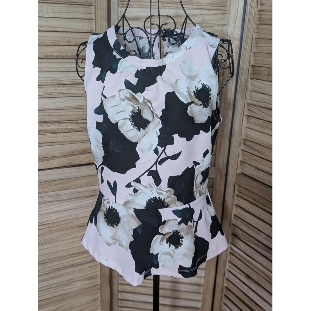 Banana Republic Pink Floral Peplum Top Womens XS